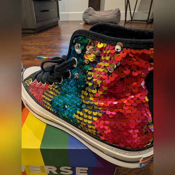 Converse Chuck 70 Pride Rainbow Sequin High Top Sneakers - Picture 5 of 8